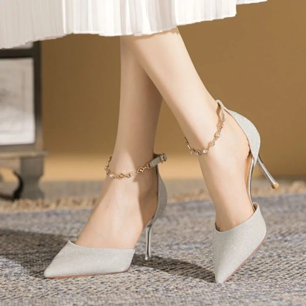 Mirrored double-strap stilettos